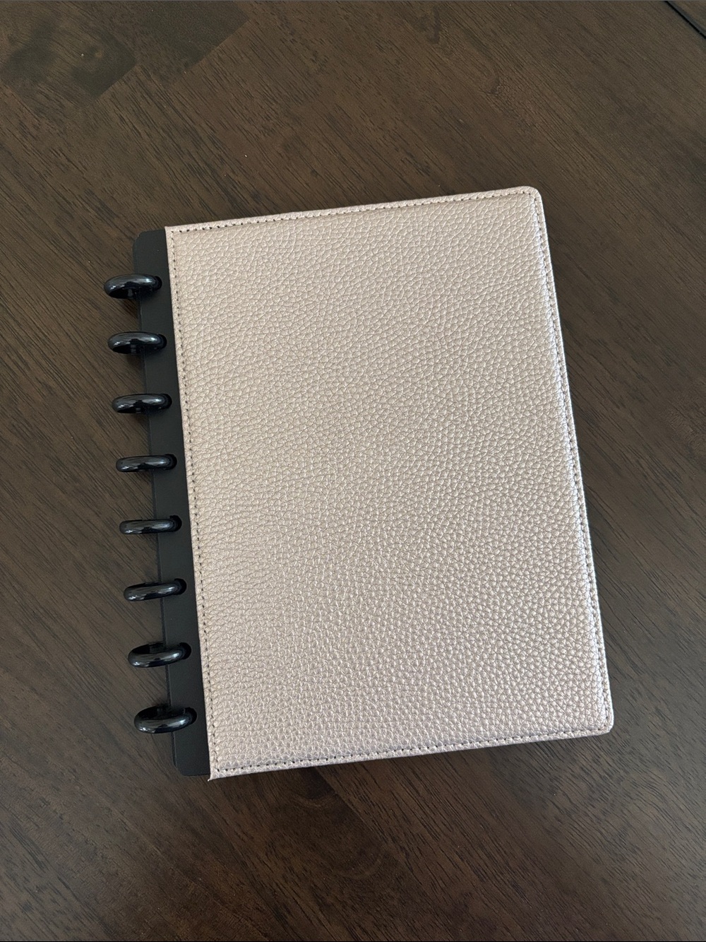 TUL Half Letter / Junior Size Disc Planner Cover Pebbled Light Rose Gold Leather